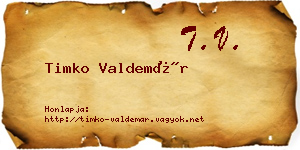 Timko Valdemár névjegykártya